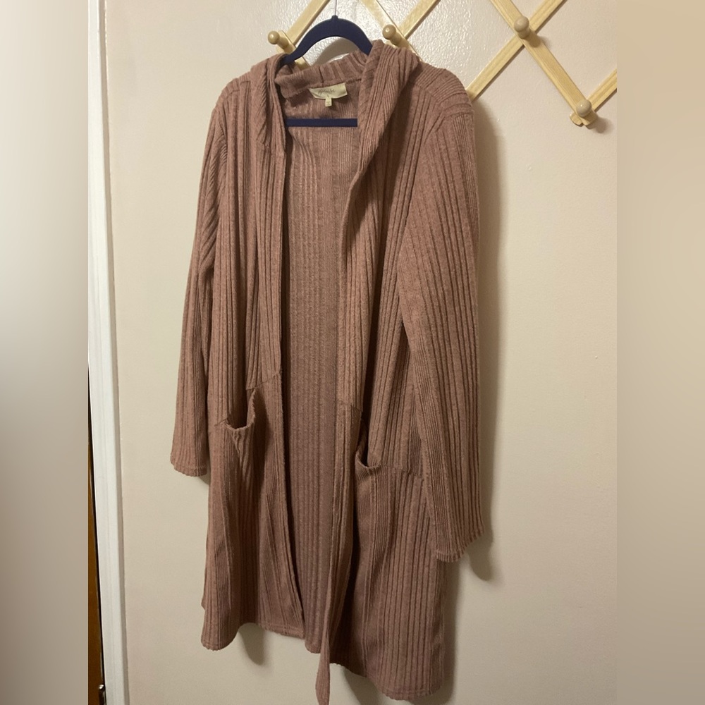 Mauve Long Hooded Open Caridgan